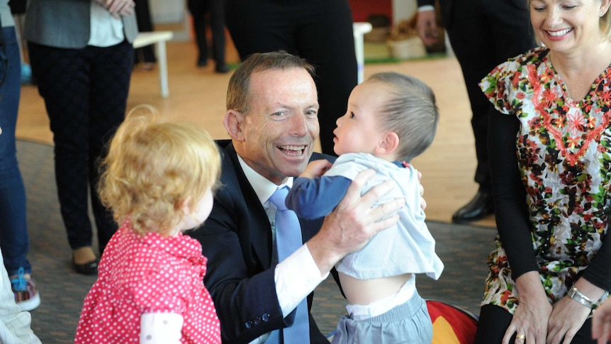 Tony Abbott at Majura Park childcare centre, Canberra