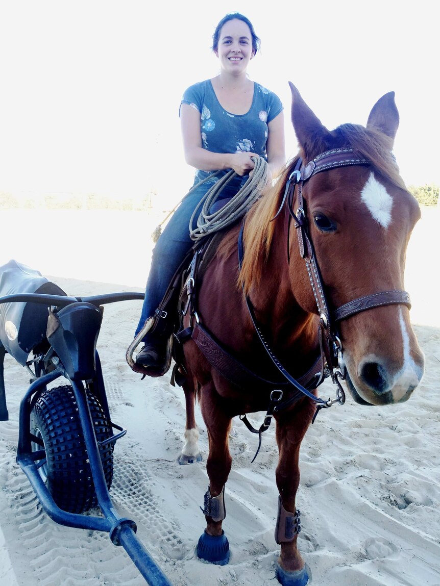 Esperance rodeo champion, Ella Mitchell on her horse, getting ready to head to the US to compete.