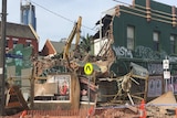 A wall of an old hotel in North Melbourne collapses