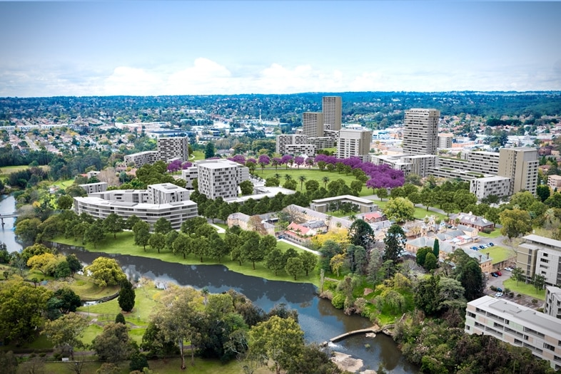 Artist impression of the proposed redevelopment plans in North Parramatta.