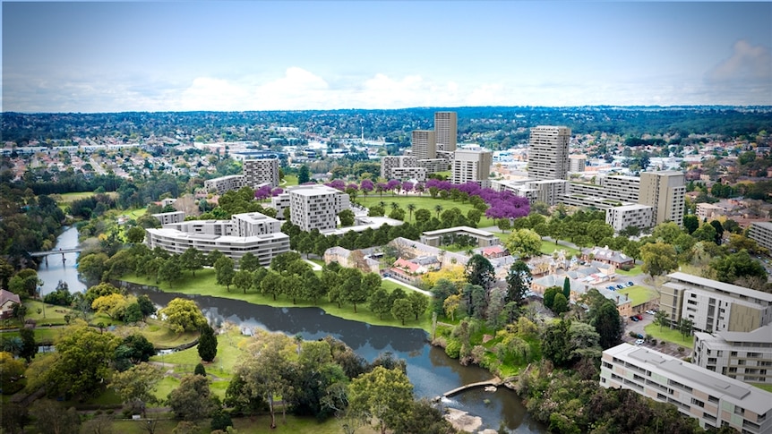 Artist impression of the proposed redevelopment plans in North Parramatta.