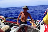 British solo ocean rower John Beeden in his six-metre boat 'Socks II' near Vanuata in the Pacific Ocean in late 2015