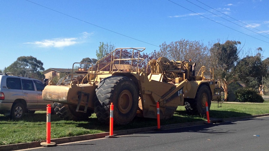 Stolen earth-moving equipment has been found at Deakin after a joy ride along one of the busiest roads in Canberra.