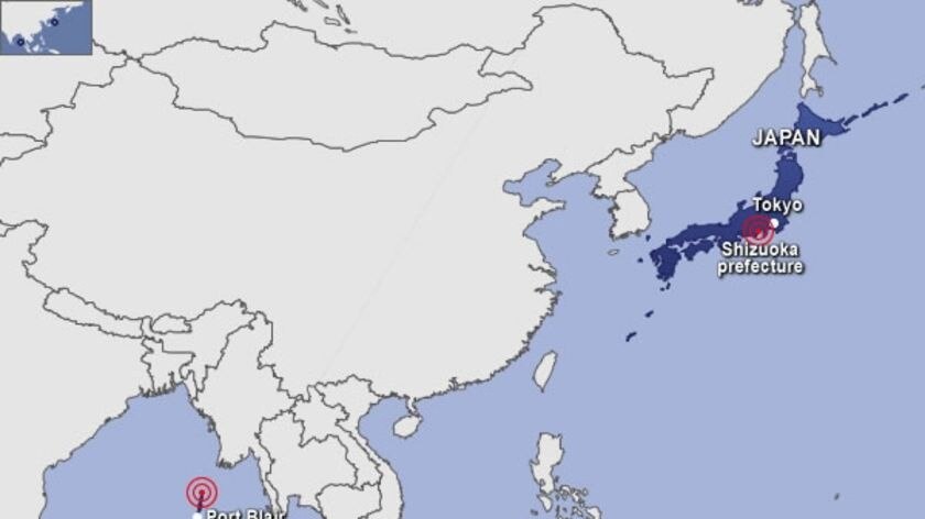 Map: Two earthquakes have hit Japan and the Indian Ocean