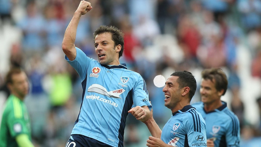 On song ... Alessandro Del Piero during his four-goal performance for the Sky Blues