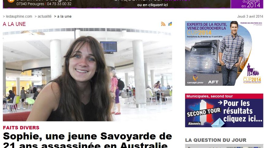 The homepage of Sophie Collombet's local newspaper in south west France.