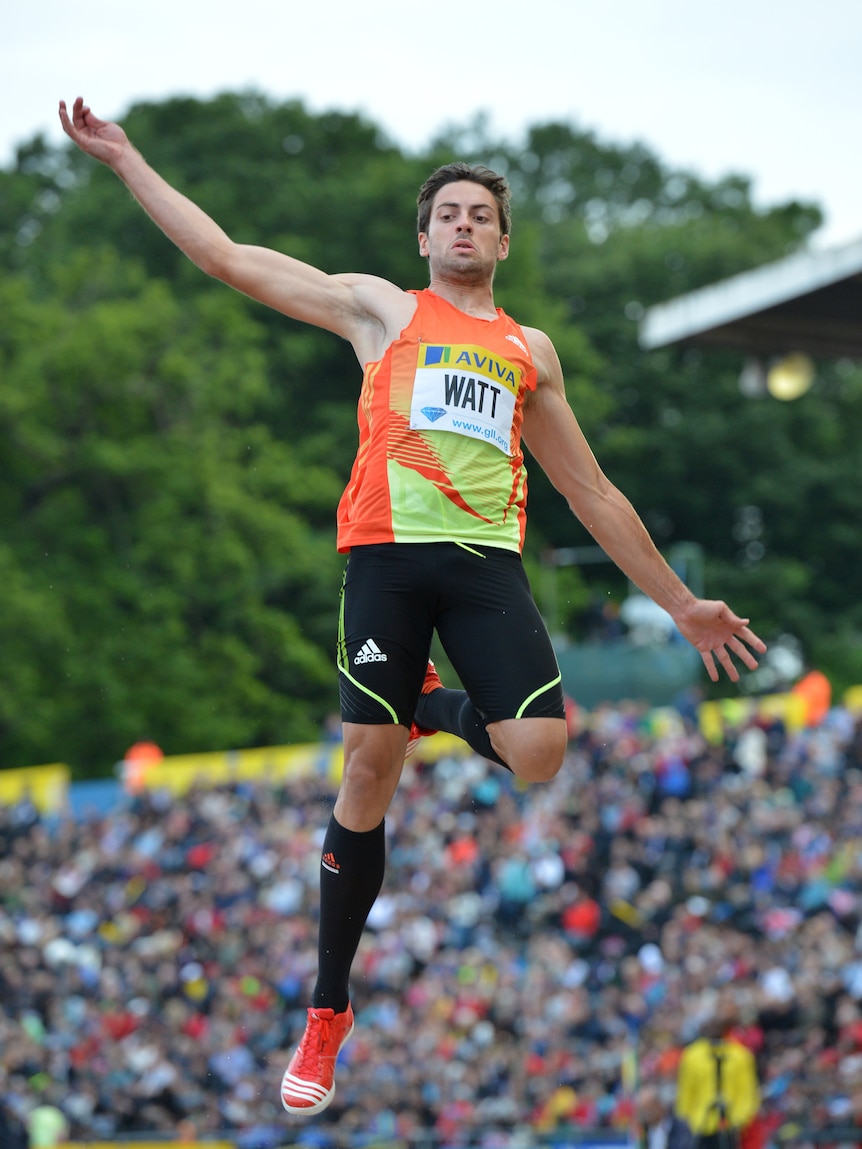 On a high ... Mitchell Watt competes at Crystal Palace