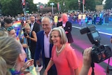 Malcolm Turnbull and his wife Lucy greet crowds at Sydney Mardi Gras