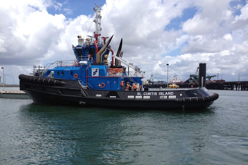 One of the five new tug boats built to escort LNG ships out of Gladstone harbour