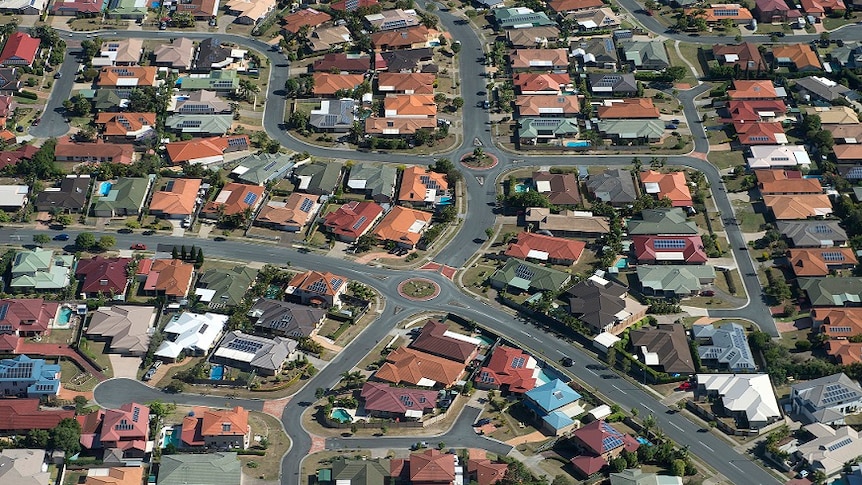 A residential suburb is seen from the air to the north of Brisbane.