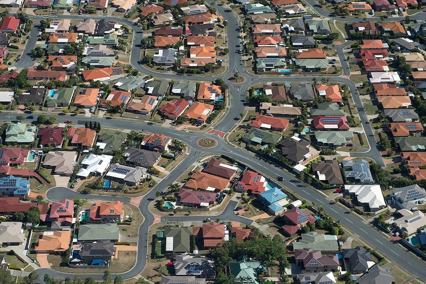 A residential suburb is seen from the air to the north of Brisbane