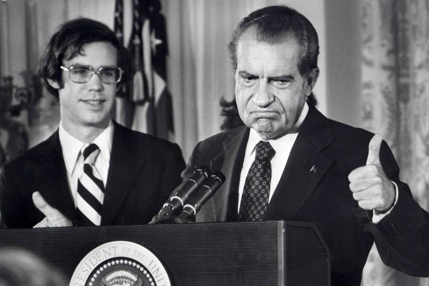 Richard Nixon farewells White House staff