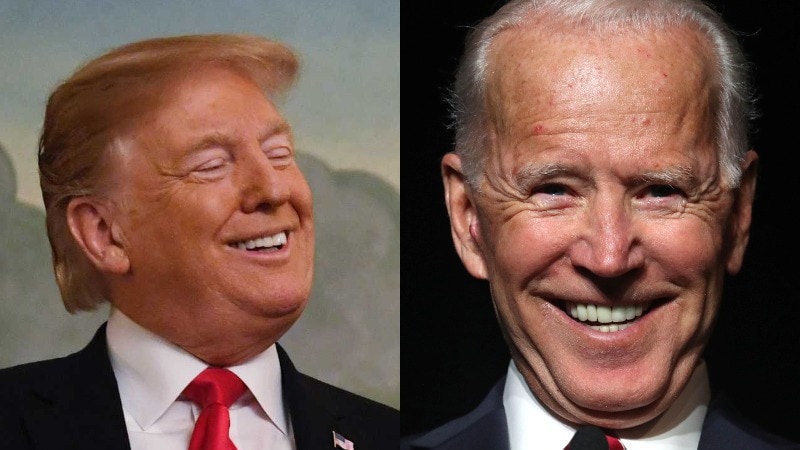 Composite image of Donald Trump and Joe Biden smiling