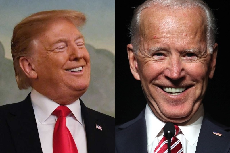 Composite image of Donald Trump and Joe Biden smiling