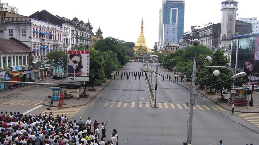 Protesters clash with Burmese military