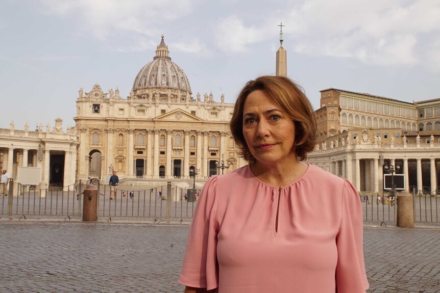Lisa Millar pictured with St Peter's Basilica in the background.