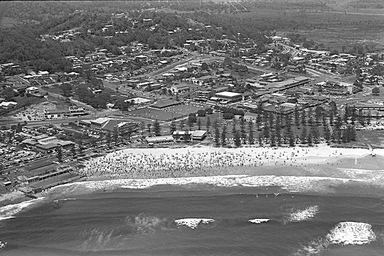 aerial shot of Burleigh Heads beach and pool