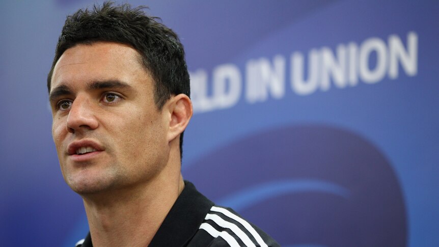 Moving forward ... Dan Carter speaks to the media on Thursday (Phil Walter: Getty Images)