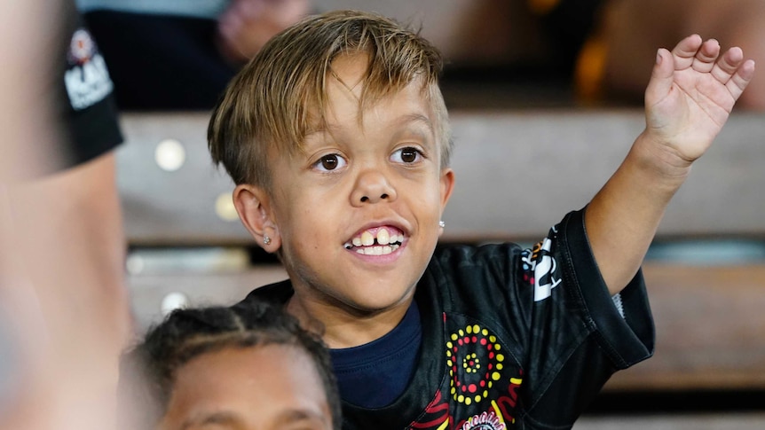 Quaden Bayles at the Indigenous all-stars match on the weekend.