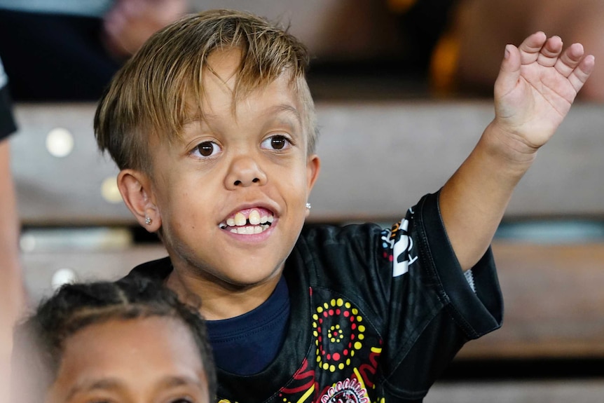 Quaden Bayles at the Indigenous all-stars match on the weekend.