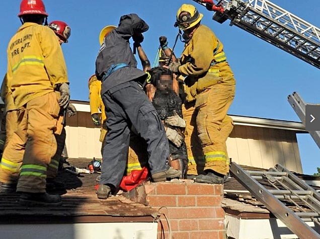 Woman rescued from chimney after trying to break into home of man she met  online - ABC News