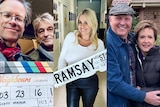 A composite image of Neighbours actors.