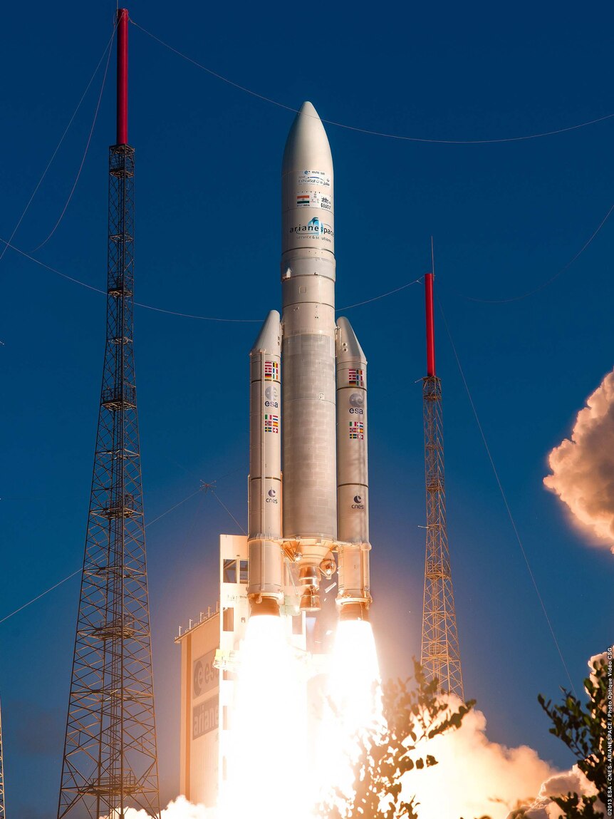 A rocket like this one will carry Bailey's picture into space.