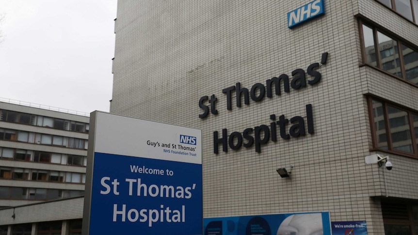 General view outside St Thomas' Hospital in London after British Prime Minister Boris Johnson was admitted to hospital.