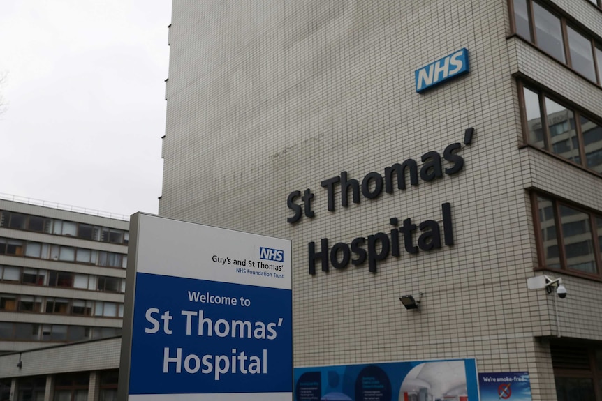 General view outside St Thomas' Hospital in London after British Prime Minister Boris Johnson was admitted to hospital.