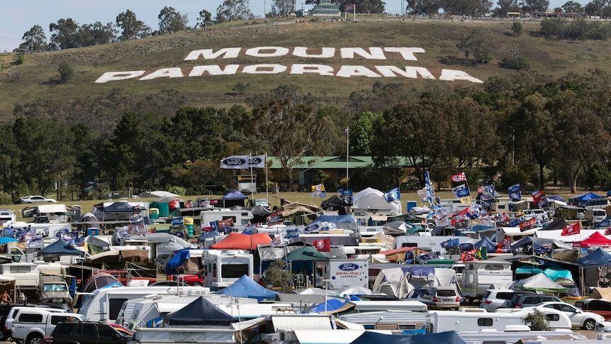 The campgrounds at Mount Panorama Circuit in Bathurst.
