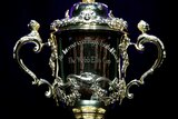 A close-up photo of the Webb Ellis Cup.