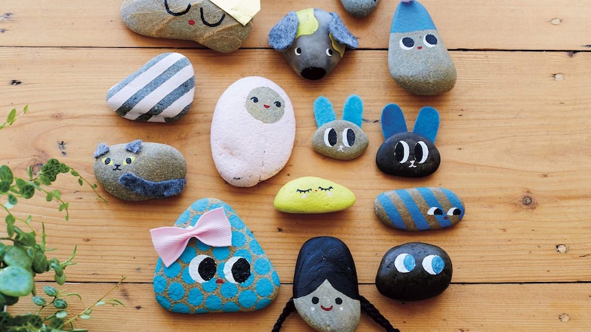 A selection of 'pet rocks' from Beci Orpin's craft book, Sunshine Spaces.