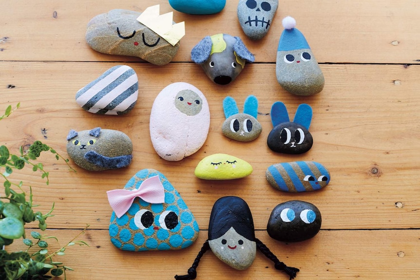 A selection of 'pet rocks' from Beci Orpin's craft book, Sunshine Spaces.