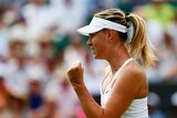 Maria Sharapova celebrates victory