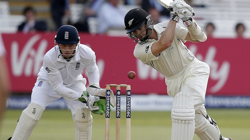 Kane Williamson plays a shot against England at Lord's