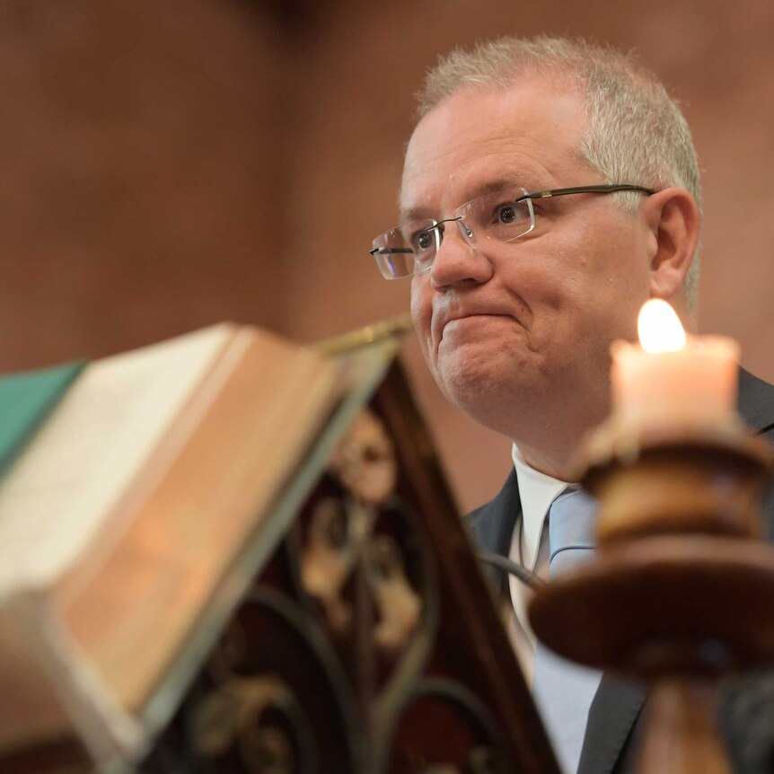 Prime Minister Scott Morrison at a church service.