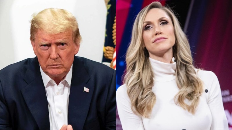 A composite image shows former US president Donald Trump and his daughter-in-law Lara Trump.