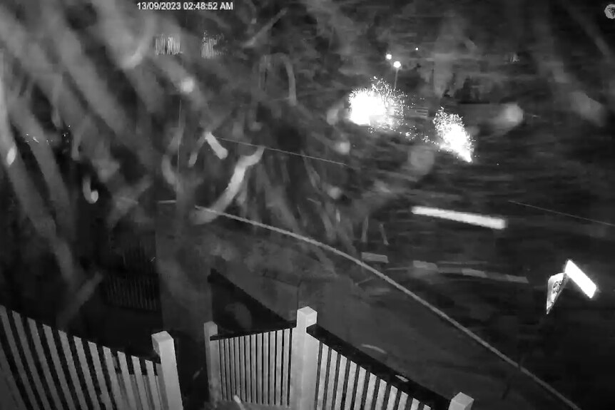 An explosion in black and white CCTV footage