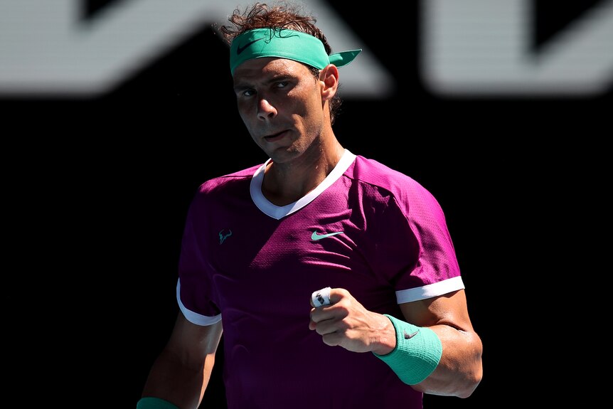 Rafale Nadal pumps his fist at the Australian Open