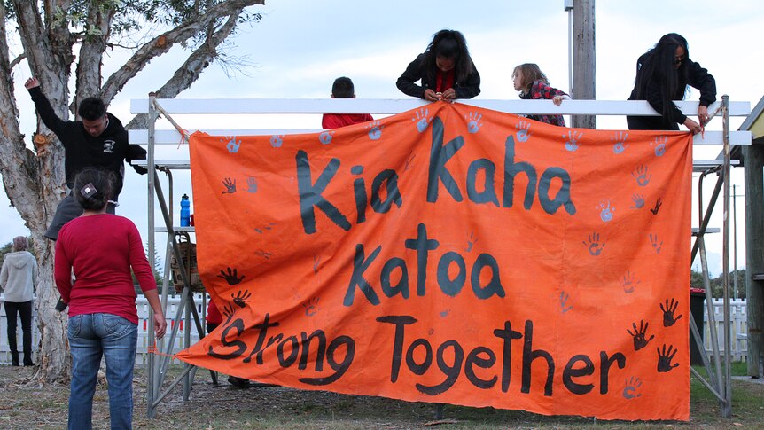 Banner reading: 'Kia kaha katoa, strong together'