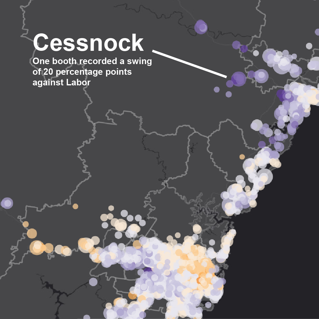 Cessnock booths swung against Labor