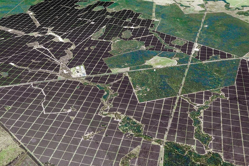 An aerial view of the proposed solar farm, to be built south-west of Toowoomba.