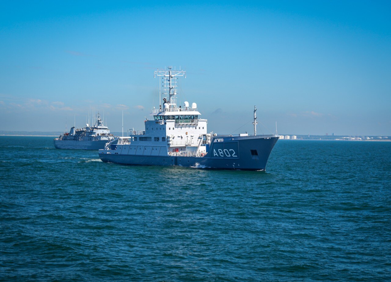 A large ship seen in the ocean.