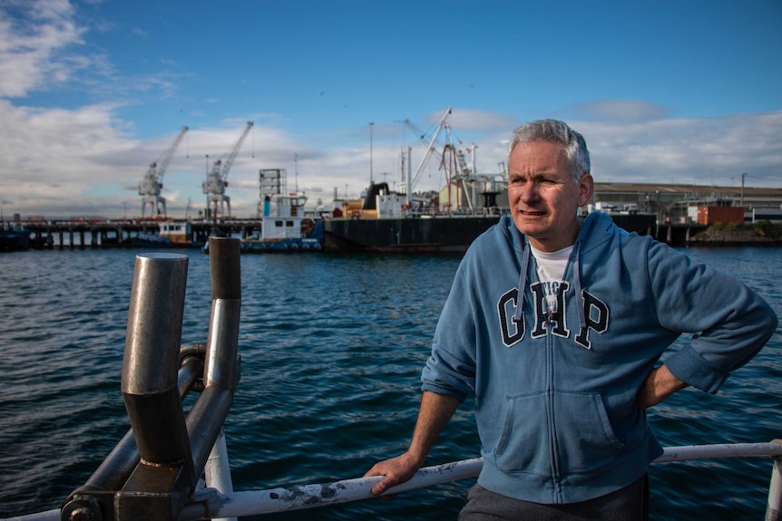 Scallop fisher Andrew Zapantis on his boat.