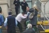 Altercation on the steps of Parliament