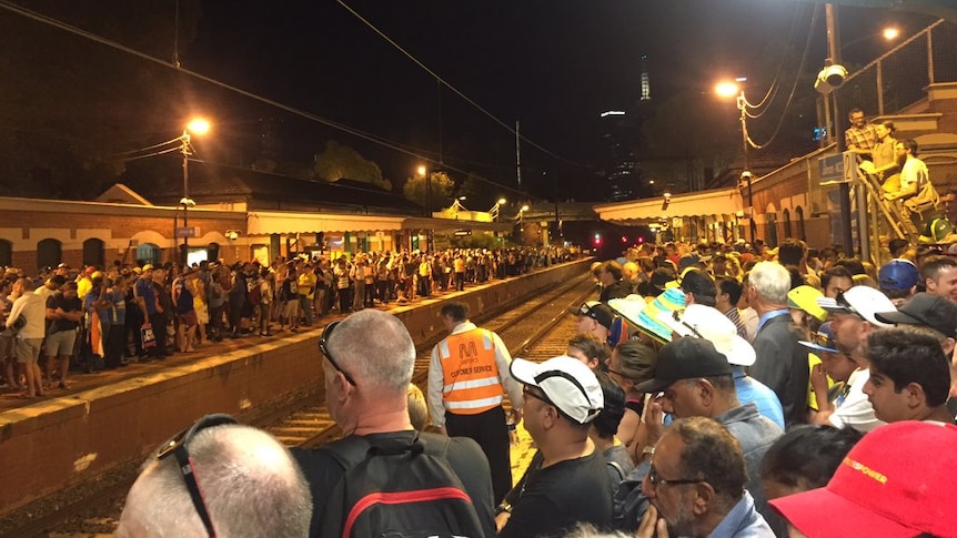 A picture of a crowded Jolimont Station, tweeted by Victorian MP Anthony Carbines.