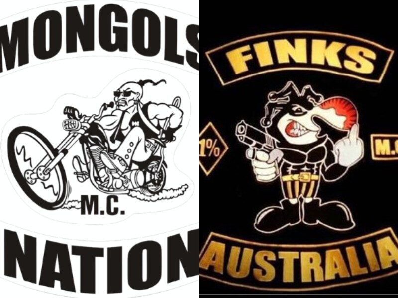 Queensland Finks and Mongols bikie patches.