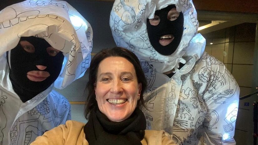 Two members of TISM with Virginia Trioli