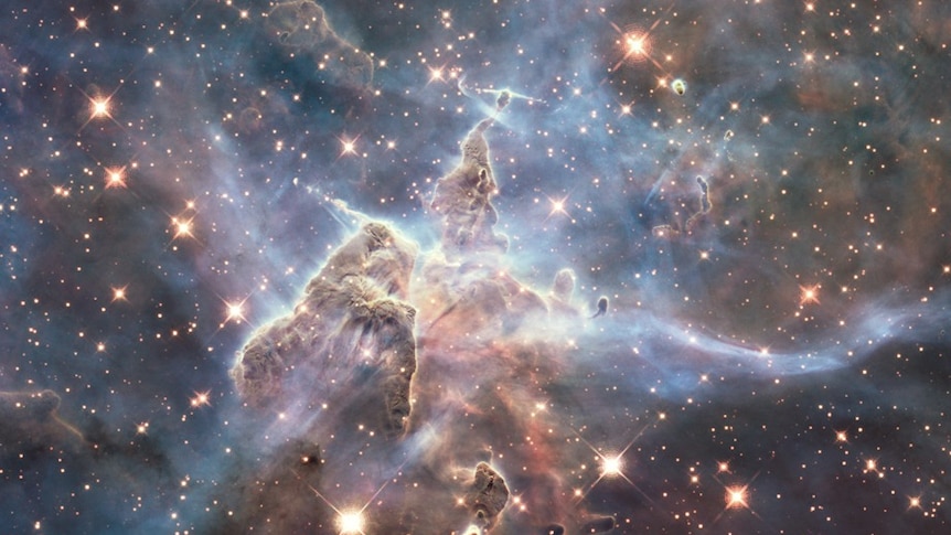 Hubble image of Carina Nebula in optical and infrared light