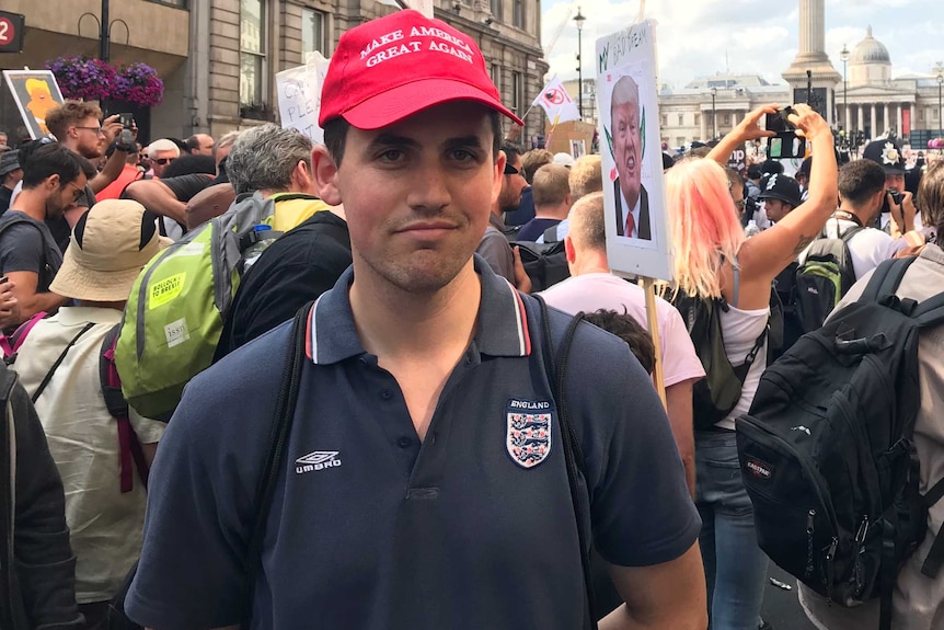 Michael at a Donald Trump protest.